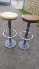 Industrial Bar Stools Set Of 2 Heavy Duty High Quality Wood And Metal