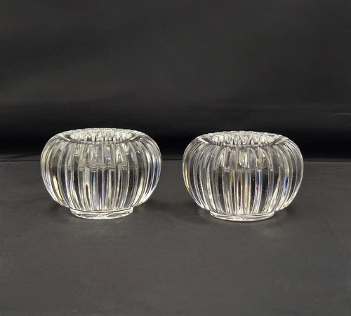 Vintage Waterford Crystal Bezel Cut Tealight Candle Holder - Pair *READ*