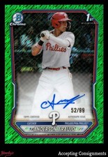 2026 Bowman Chrome Prospect Green Shimmer Anderson Araujo 1st Rookie AUTO 52/99