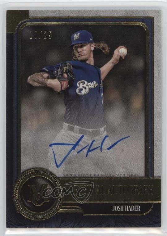 2019 Topps Museum Collection Archival Gold 10/25 Josh Hader #AA-JHA Auto 07i7
