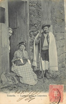 Vintage Postcard Tenerife Canary Islands Spain Grupo De Campesinos Peasants 15