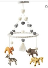 NEW Mud Pie Wool Safari Animals, Baby Infant Crib Mobile Neutral Minimalist
