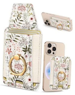  Compatible with Magsafe Wallet with Grip Magnetic Card Holder - Cute Pk Flower