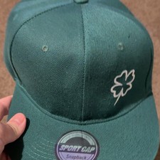 Green Snapback Cap Hat White Clover Logo Adju...