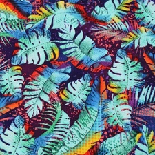 Timeless Treasure Tropical Fern Cotton Fabric by the Half Yard Aqua Blue Red