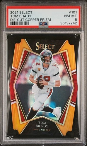 2021 PANINI SELECT DIE-CUT COPPER PRIZM #101 TOM BRADY 91/199 PSA 8