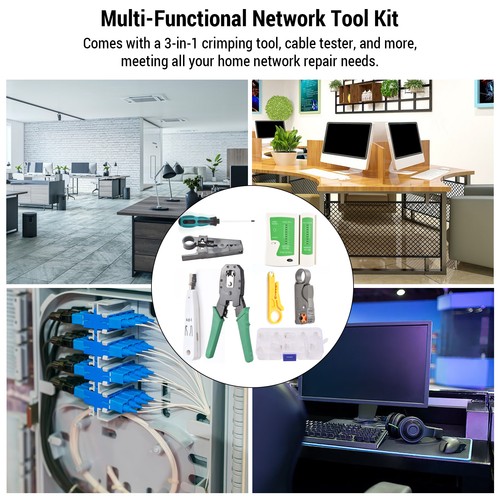 RJ45 Crimping Tool Cable Tester Network Cable Kit Home Repair Tools UK7 - Afbeelding 11 van 11