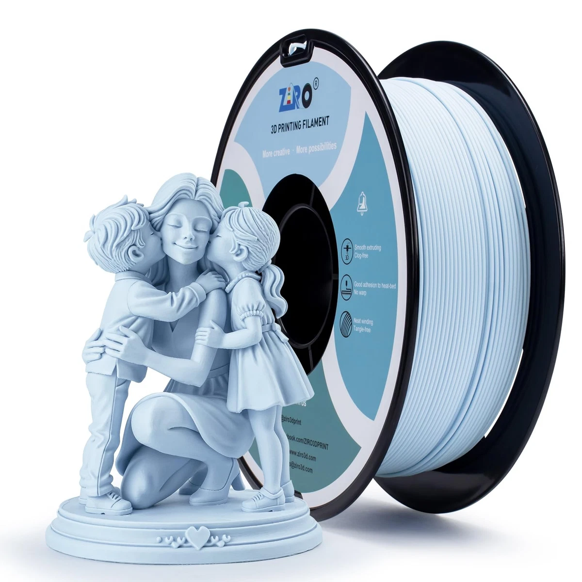 Mat Filament pour Imprimante 3D Mat PLA 1.75mm 1 kg Mat-Bleu Pastel
