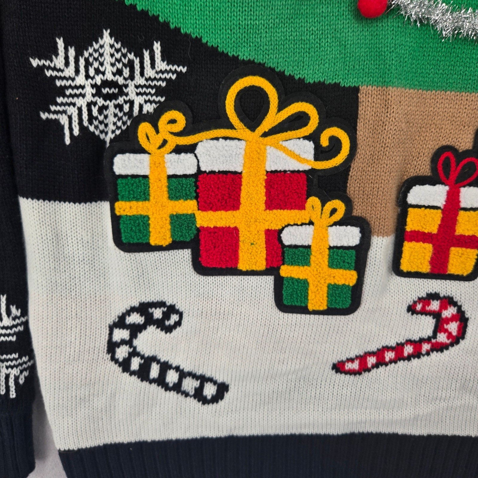 You Look Ugly Today Mens M Christmas Tree Hoodie Ugly Holiday Sweater Snowflake image 9