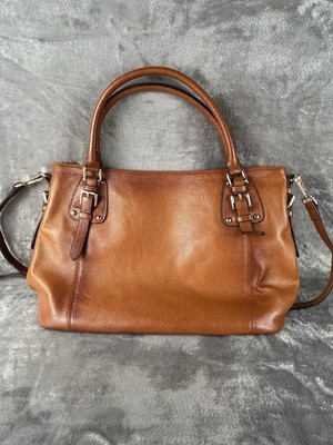 Kattee Satchel Tote Cognac Brown Leather Shoulder Bag Crossbody Strap Purse