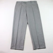 Zanella Pants Mens 36x30 100% Wool Trousers Devon Italy Flat Front Gray
