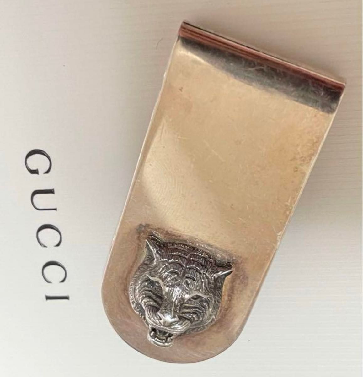 Authentic GUCCI Money Clip Silver SV925 Tiger Bill Crip Cat