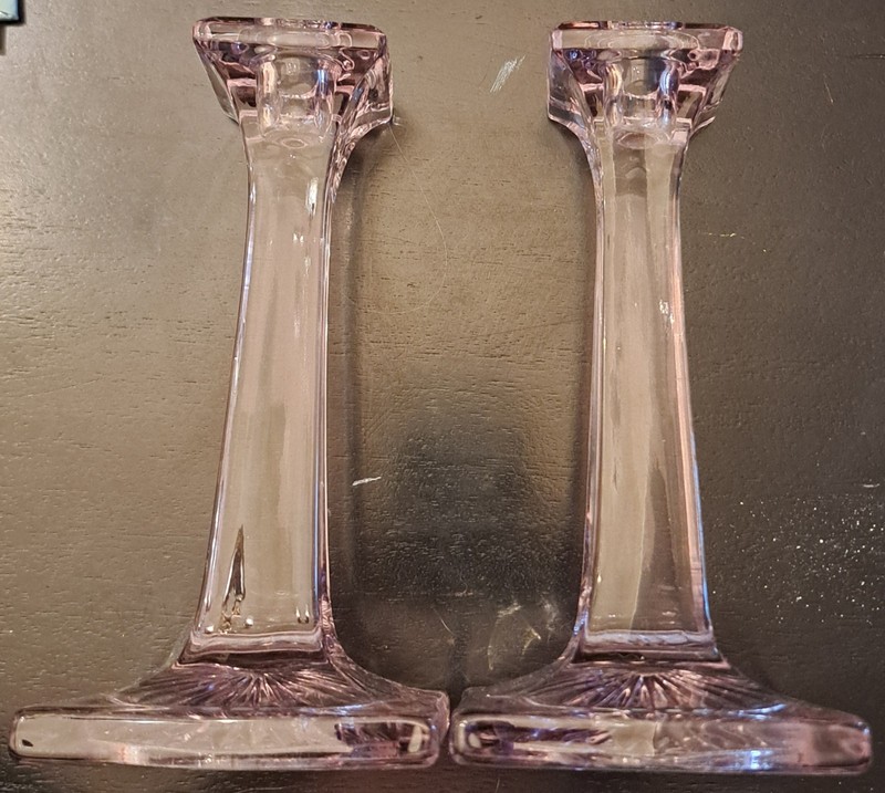 Vintage Lilac Glass Candle Holder candle Sticks 7 Inches Tall
