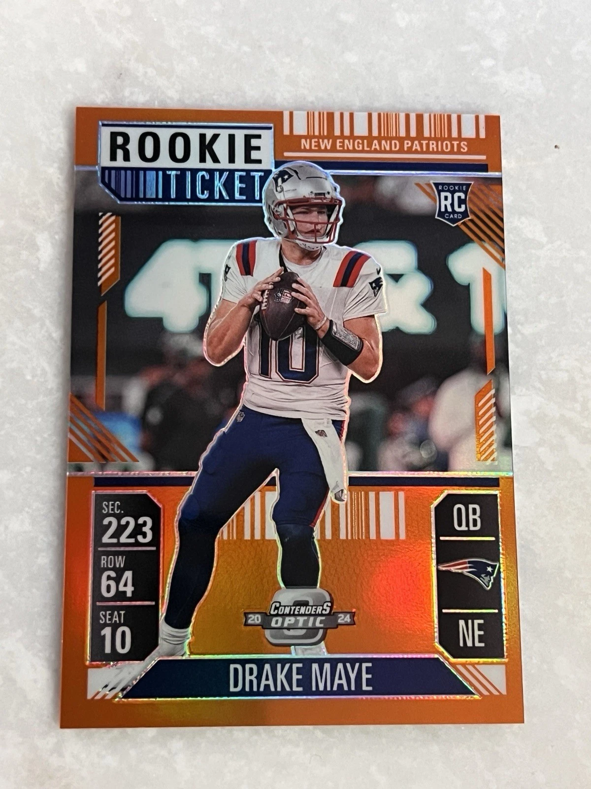 2024 Contenders Optic Rookie Ticket Orange Prizm /75 Drake Maye #70