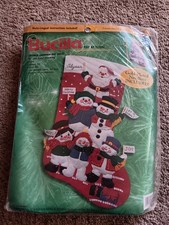Bucilla felt stocking kit, "Cheerful Snowmen and Santa" 84258 New