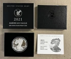 2021-W SILVER EAGLE DOLLAR T2 PROOF COIN WITH ORIGINAL US MINT PACKAGING & COA