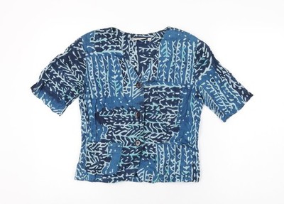 Basic Damen UK Größe S Adini Blau Knopfleiste