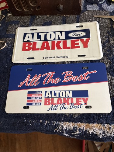 Metal Plastic Dealership License Plate Alton Blakley Ford Somerset KY Lot Of 2