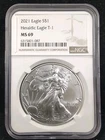 2021 $1 T-1 Heraldic American Silver Eagle NGC MS 69 #6657