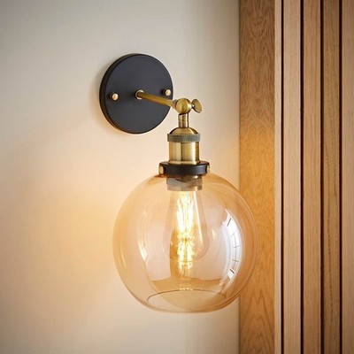 Glas Kugel Wandleuchte Fassung Metall Industrie Design Vintage Leuchte LED Birne