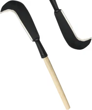 Heavy Duty Garden Sickle Tool with Wooden Handle for Weeding and Cutting Trees