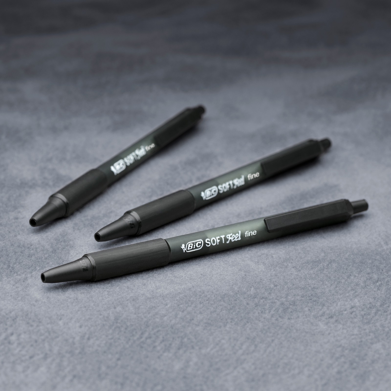 BIC Soft Feel Black Retractable Ballpoint Pens, Fine Point (0.8mm), 12-Count,