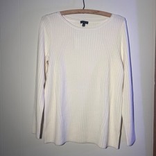 Talbots Women's Crew Cream Sweater Petite Large NEW