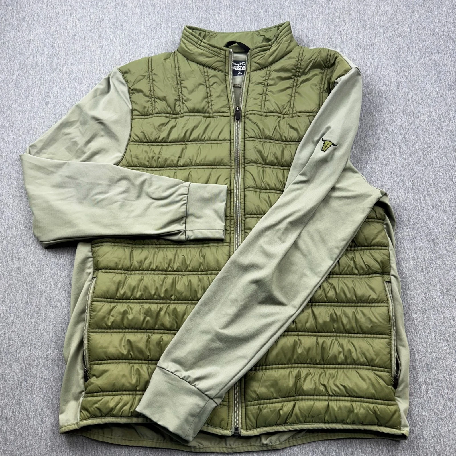 Straight Down Full Zip Patton Hybrid Puffer Jacket Mens XL Green Gray *LOGO*
Opens in a new window o