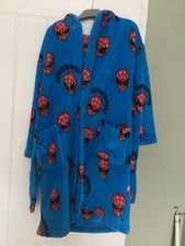 M & S Boys Blue & Red Spider-Man Dressing Gown Age 5/6 Excellent Condition