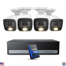 8CH 3K Lite Security Camera System, 1TB eSSD, 4 Weatherproof 1080p Cams