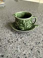 Vintage Sylvac Mint Sauce Jug With Leaf Shaped Saucer Very Good Vintage Cond.
