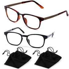 2 Pair Blue Light Blocking Computer Glasses Gaming Office Men Women Unisex Pouch