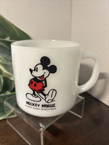 Vintage 1970's Federal Milk Glass Walt Disney Mickey Mouse Mug Cup No Paint Chip