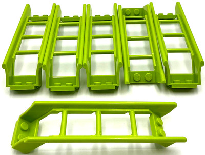 Lego 6 New Lime Train Track Roller Coaster Ramps Steep 6 Bricks Elevation Parts