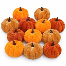 , Artificial Velvet Pumpkin Decor for Fall Decor, 12Pcs