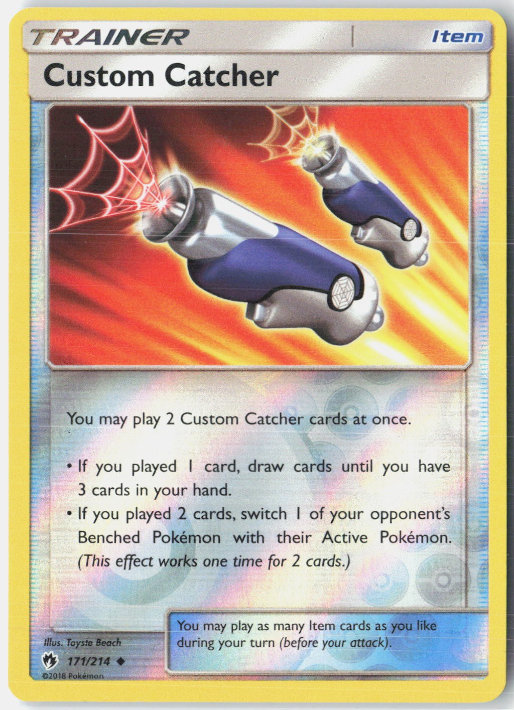 Custom Catcher 171/214 Uncommon Lost Thunder Pokemon Reverse Holo Near Mint