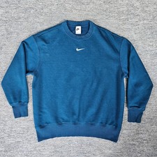 Nike Sportswear Sweatshirt Womens S Crewneck Blue Fleece Oversized Center Swoosh