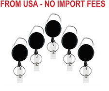 5 Pack Heavy Duty Retractable Badge Reel Id Card Holder with Clip and Key Ring C