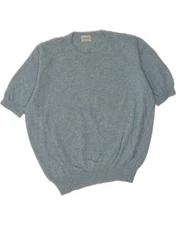 BENETTON Womens Oversized Crew Neck Jumper Sweater UK 14 Medium Blue DV07