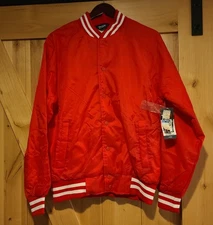 New! Vintage 1980s RED Trax Activewear Men's L Nylon Windbreaker Jacket Lined