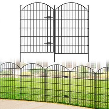Metal Garden Fence with Gate 42in H x 23.3ft L , 1 Gate 9 Panels Dog Fenc...