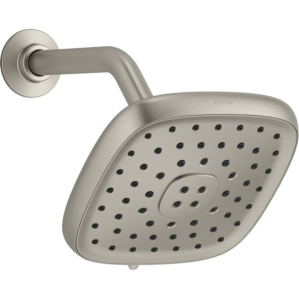 KOHLER Fordra 3-Spray Patterns Wall Mount Fixed Shower Head in Brushed Nickel
