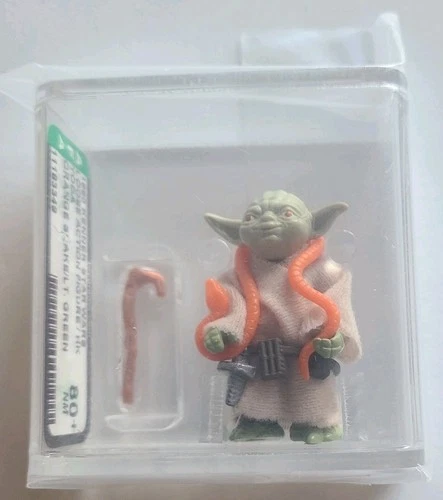 Yoda AFA 80+ NM Lt. Green/Orange Snake Vintage Kenner Star Wars 1980 HK NEW CASE