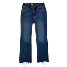 Pilcro The Yaya Mid Rise Crop Flare Jeans Size 28 Raw Hem Stretch Anthropologie