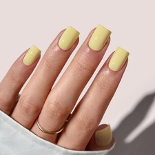 BTArtbox Press On Nails Short - Pastel Yellow Extra Short, 10 - Lemon Sprint