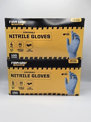 Firm Grip Pro Cleaning Disposable Nitrile Gloves - 4/100 Pack Boxes (400 Gloves)