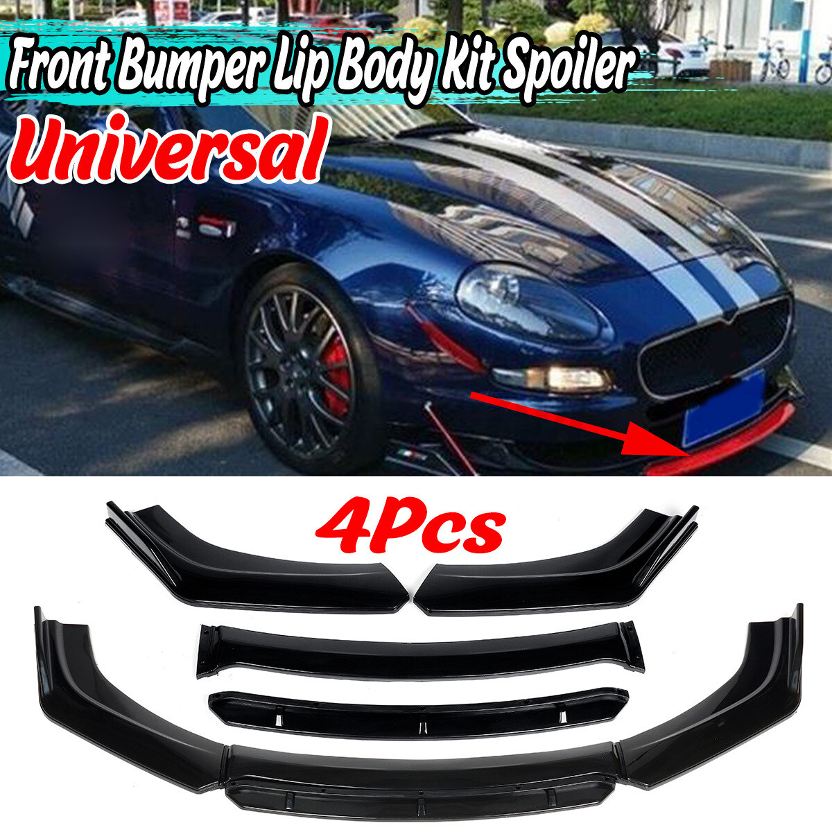 2 layer Front Bumper Spoiler Lip Body Kit Diffuser Spoiler Splitter For Audi