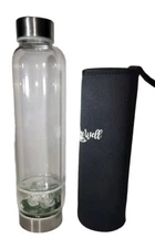 Gemstone Well Natural Clear Quartz Crystal Elixir 11" Water Bottle w/ Cover