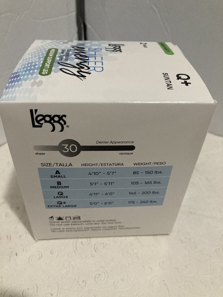 Q NUDE L'EGGS SHEER ENERGY MEDIUM LEG SUPPORT CONTROL TOP NO ROLL TIGHT