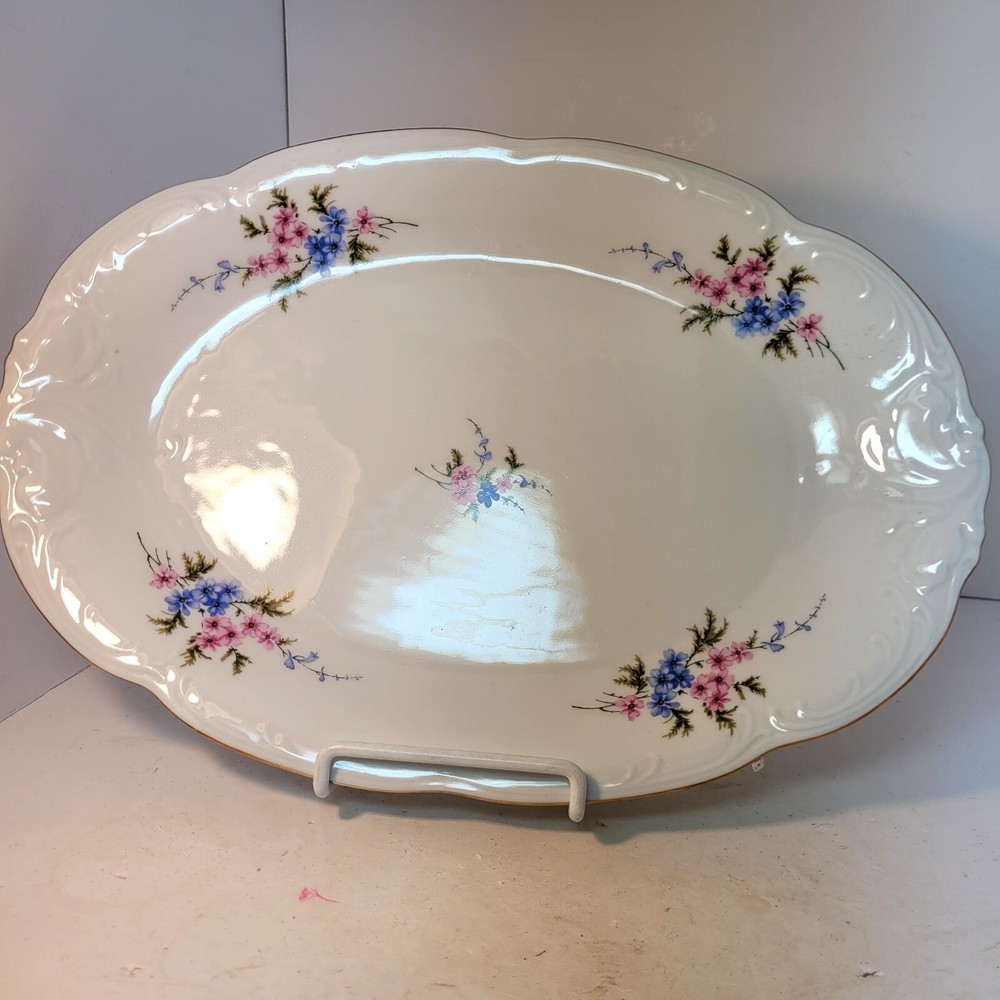 Wawel Poland 1950s Rose Garden Porcelain Dinner Serving Platter  